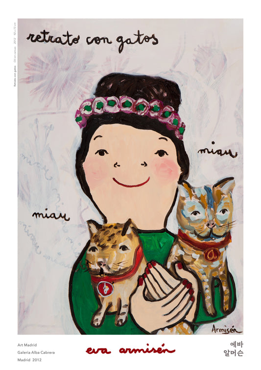 Retrato con gatos